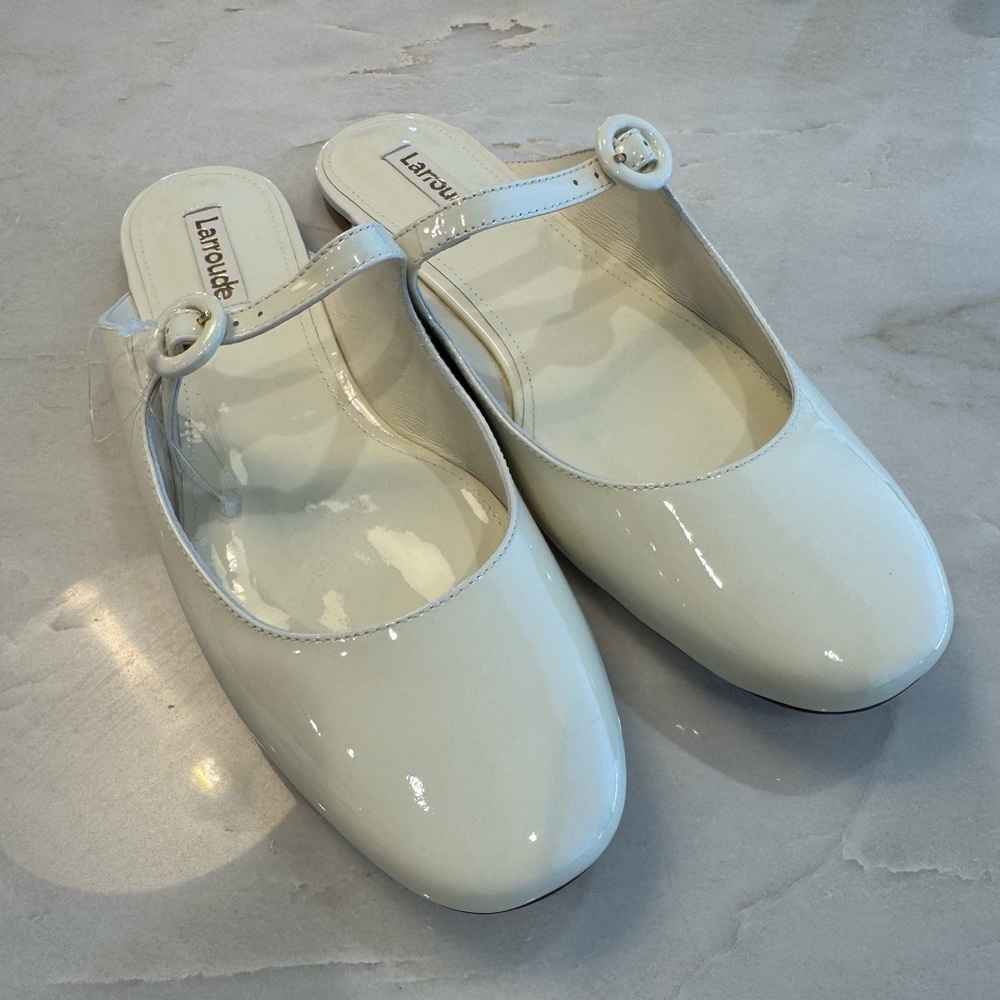 Larroude Blair Cream Women's Flats with Strap